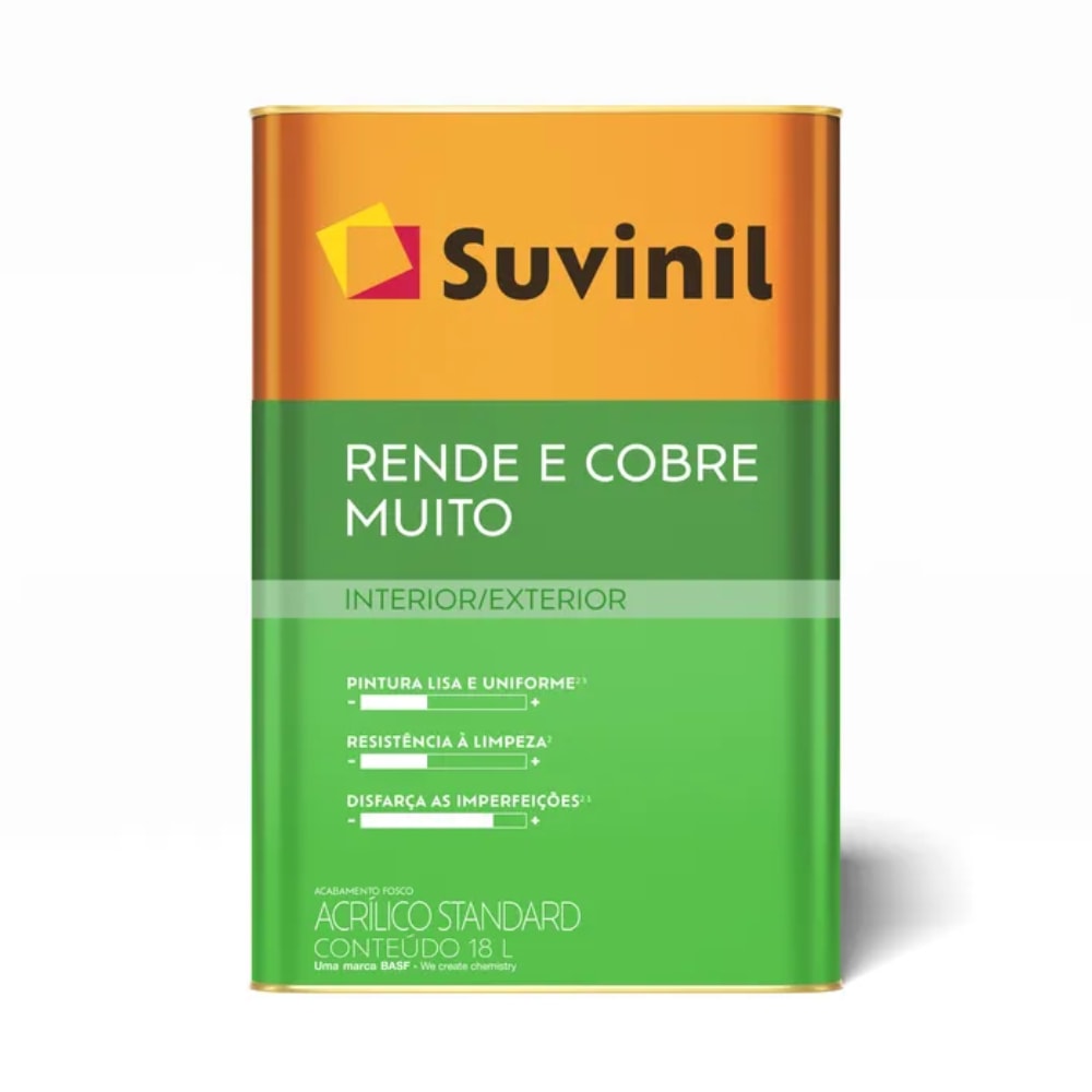 Tinta Acrílica Suvinil Rende & Cobre Mais Branco 18L