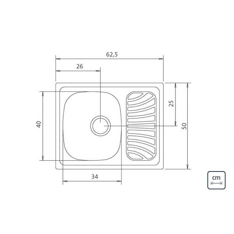 Cuba de Aço Inox Pré-Polido Marea de Sobrepor 62x50cm c/ Válvula 4,5 Tramontina